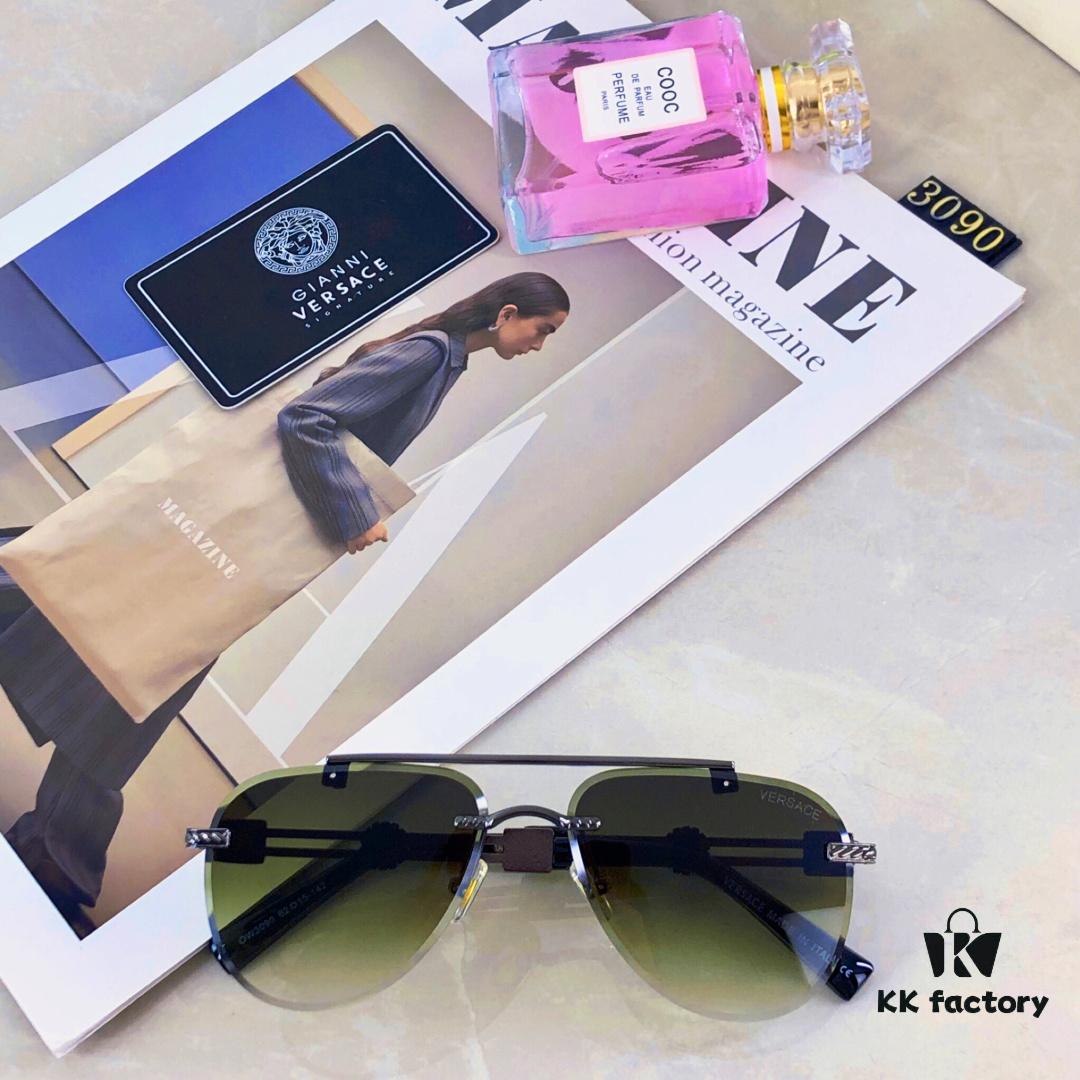 Versac* European and American Fashion Metal Instagram Style Luxury Pilot Sunglasses UV Protection Driving Frog-eye Sunglasses Eyewear Sunglasses Sun Glasses