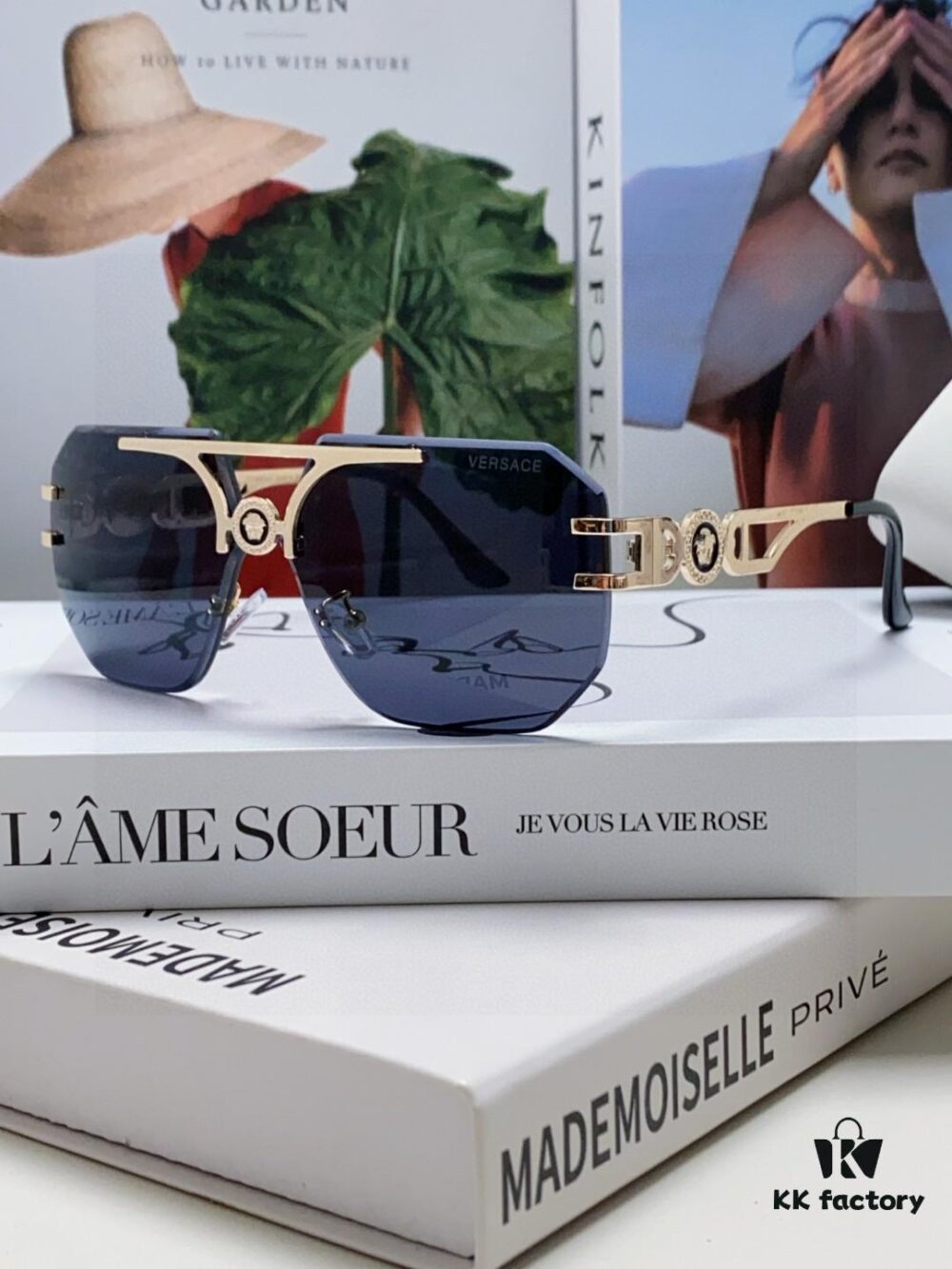 6931f8743a89a121ed549b9b VERSACE 2025 Women's Square Frame Oversized Sunglasses, European Fashion Style, Carved Design, Xiaohongshu Trend