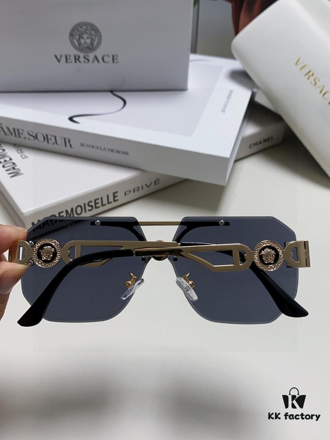 6931f8743a89a121ed549b9f VERSACE 2025 Women's Square Frame Oversized Sunglasses, European Fashion Style, Carved Design, Xiaohongshu Trend