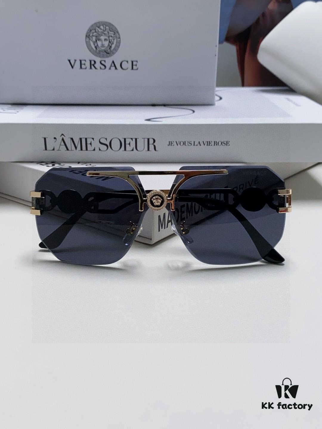 6931f8743a89a121ed549ba1 VERSACE 2025 Women's Square Frame Oversized Sunglasses, European Fashion Style, Carved Design, Xiaohongshu Trend