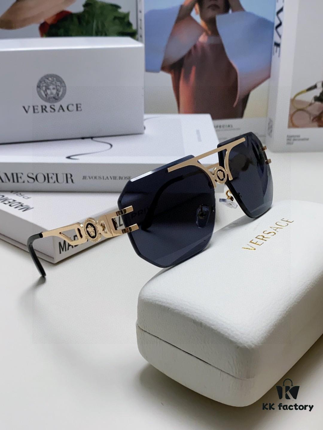 6931f8743a89a121ed549ba2 VERSACE 2025 Women's Square Frame Oversized Sunglasses, European Fashion Style, Carved Design, Xiaohongshu Trend