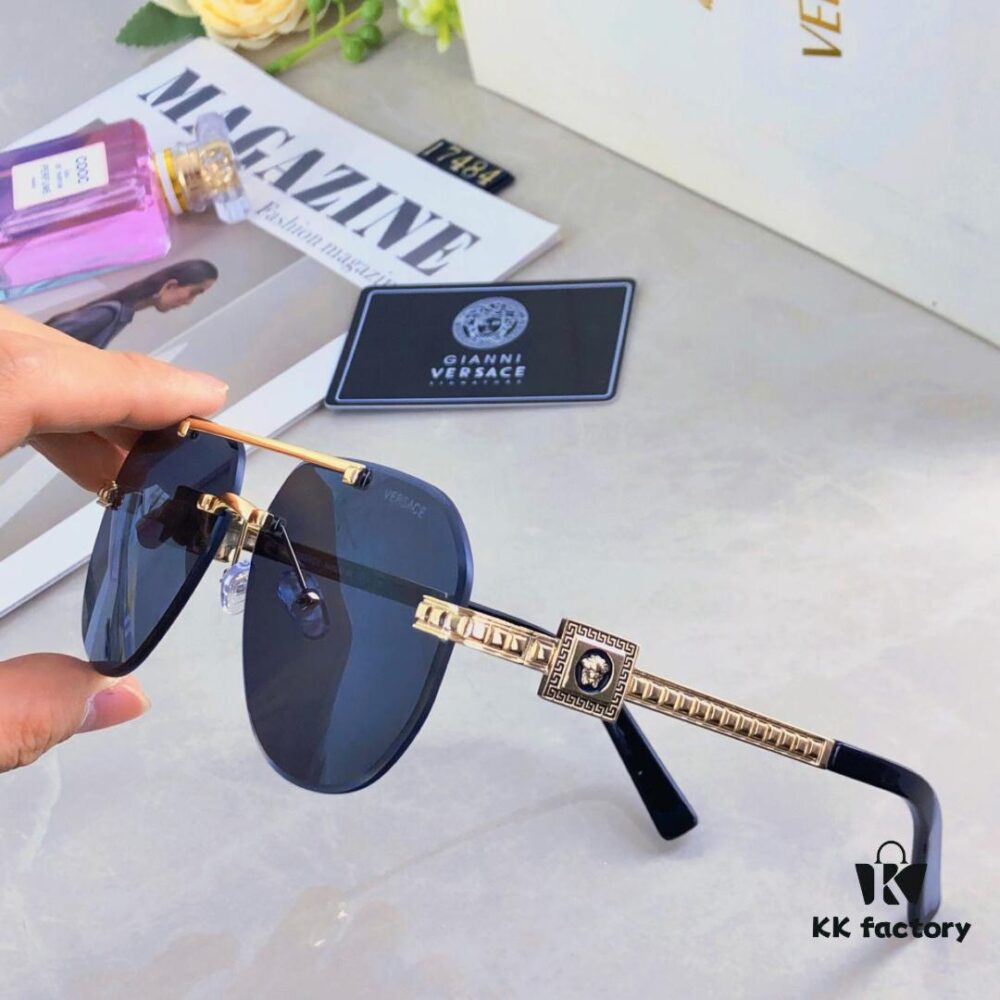 6931f8883a89a121ed549cbf Versac* Sunglasses, Trendy Online Celebrity Glasses, European and American Style Double-Bridge Metal Fashion Goggle for Men and Women