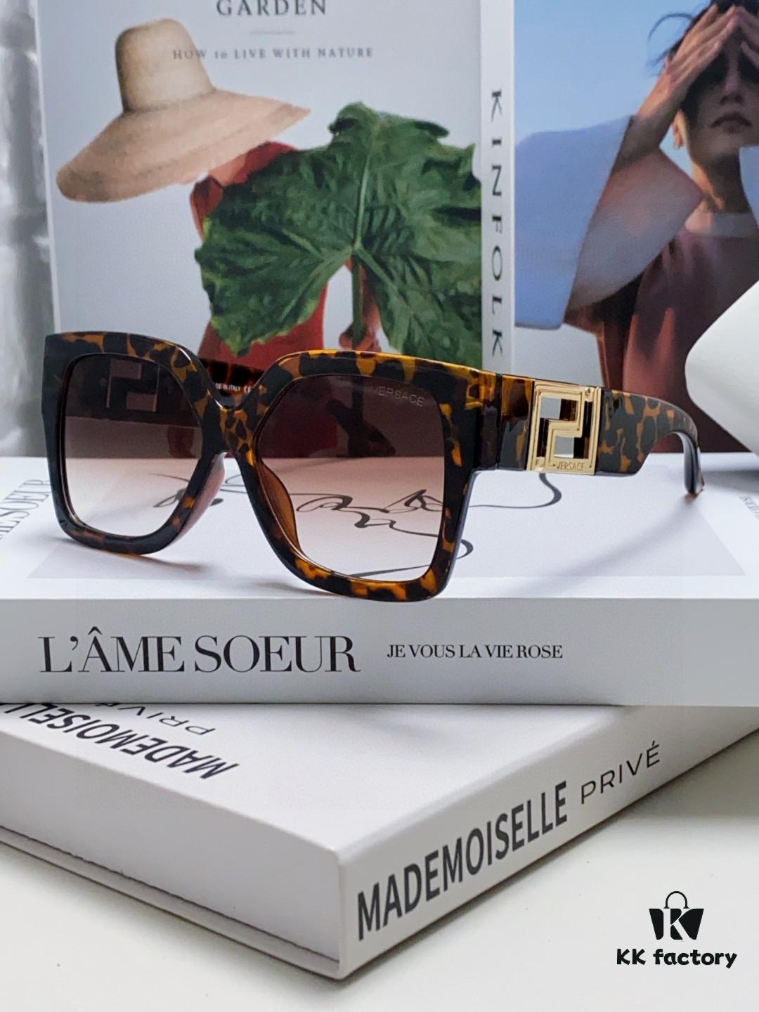 6931f88f3a89a121ed549d26 Versace 2025 Women's Sunglasses, Trendy Avant-Garde Street-Style Oversized Square Frame Sun Glasses with Cut-Out Design, UV-Protective Fashion Eyewear