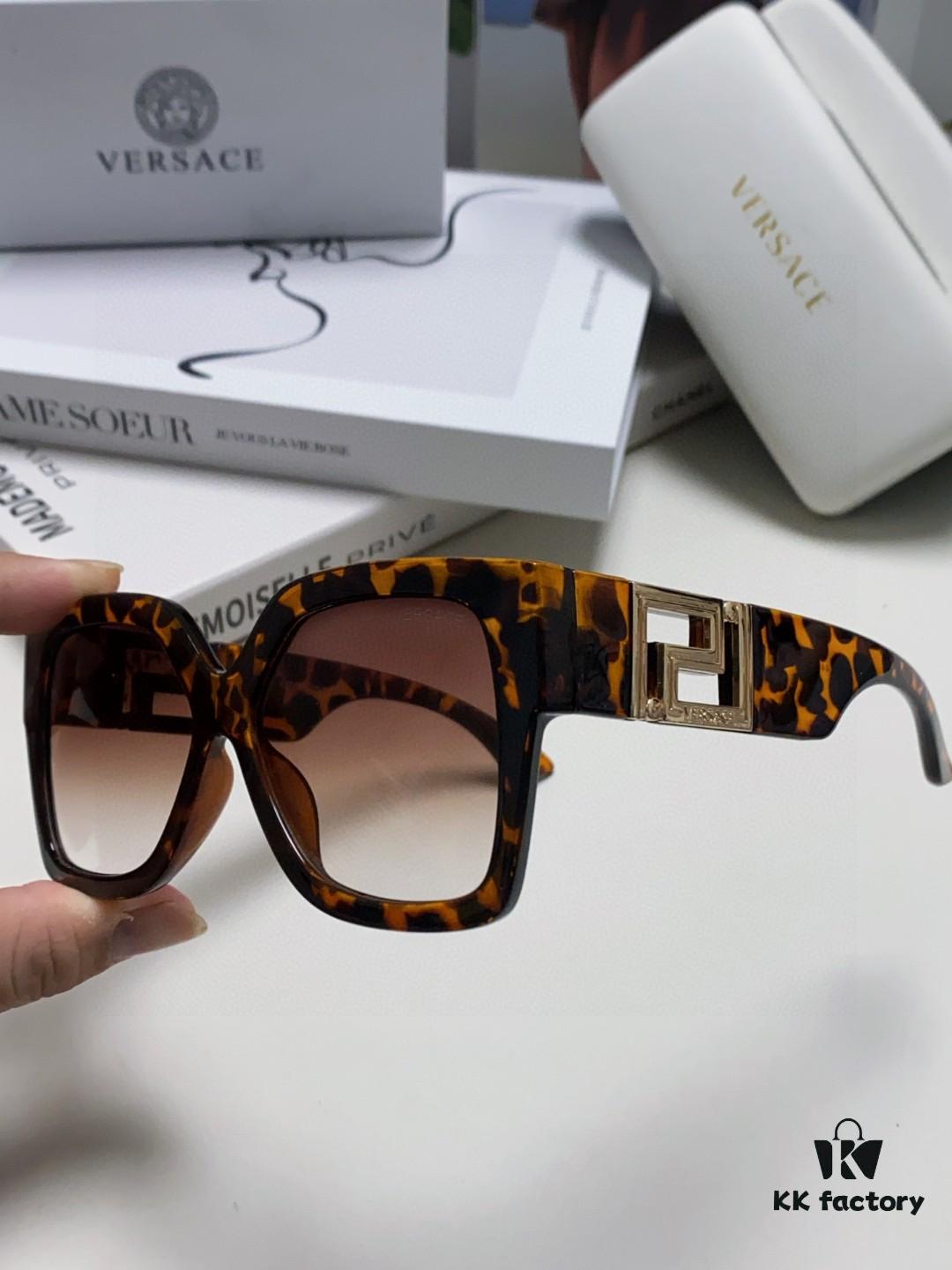 6931f8903a89a121ed549d2b Versace 2025 Women's Sunglasses, Trendy Avant-Garde Street-Style Oversized Square Frame Sun Glasses with Cut-Out Design, UV-Protective Fashion Eyewear