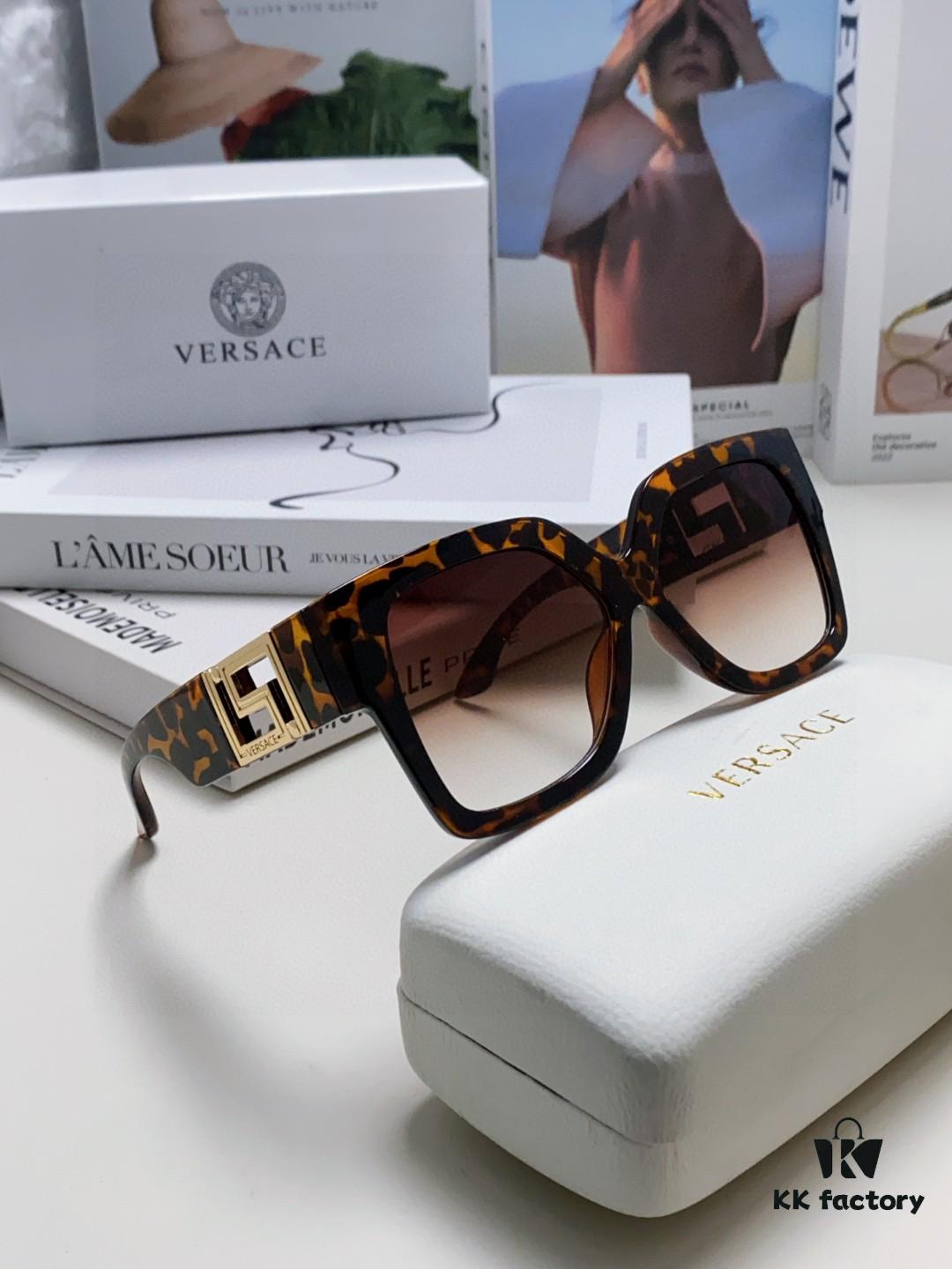 6931f8903a89a121ed549d2d Versace 2025 Women's Sunglasses, Trendy Avant-Garde Street-Style Oversized Square Frame Sun Glasses with Cut-Out Design, UV-Protective Fashion Eyewear