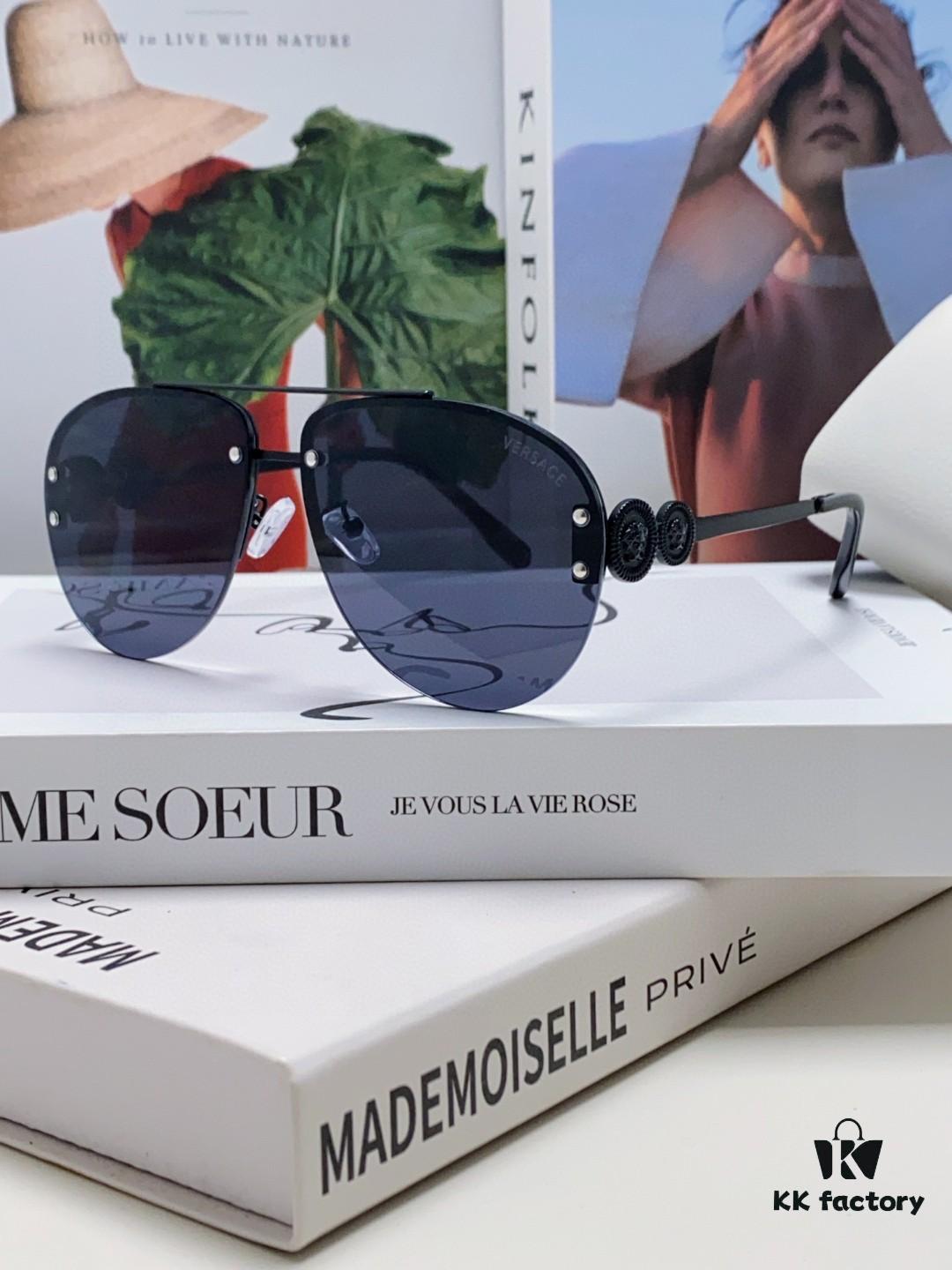 6931f8903a89a121ed549d30 Versace 2025 Luxury Women's Pilot Engraved Sunglasses European Style Celebrity-Inspired Travel Driving Aviator Shades VE2250