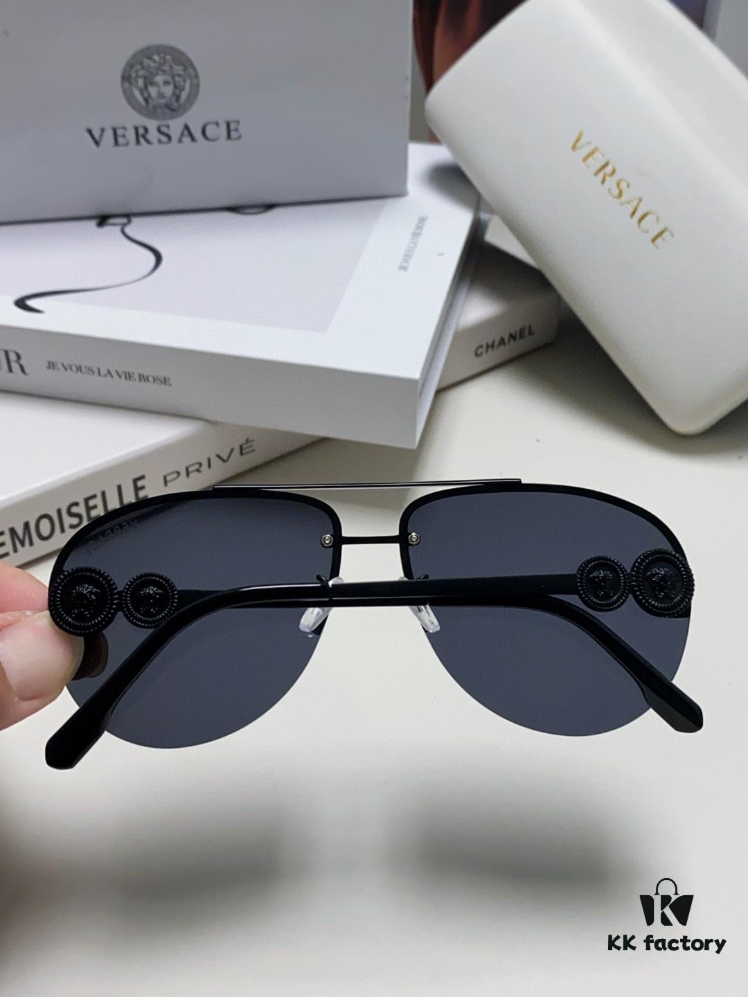 6931f8903a89a121ed549d34 Versace 2025 Luxury Women's Pilot Engraved Sunglasses European Style Celebrity-Inspired Travel Driving Aviator Shades VE2250