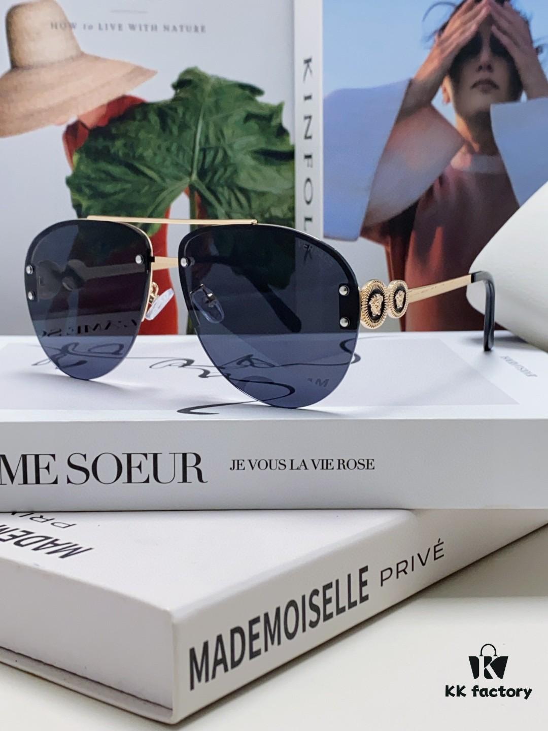6931f8913a89a121ed549d3b Versace 2025 Luxury Women's Pilot Engraved Sunglasses, European Style Celebrity-Inspired Travel Driving Shades