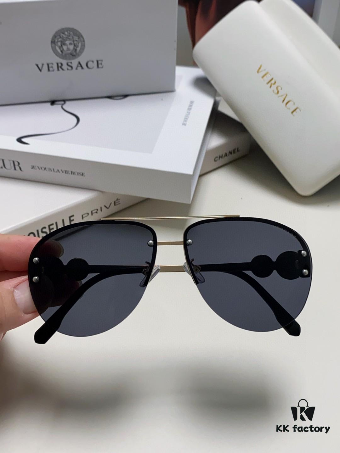 6931f8913a89a121ed549d3e Versace 2025 Luxury Women's Pilot Engraved Sunglasses, European Style Celebrity-Inspired Travel Driving Shades