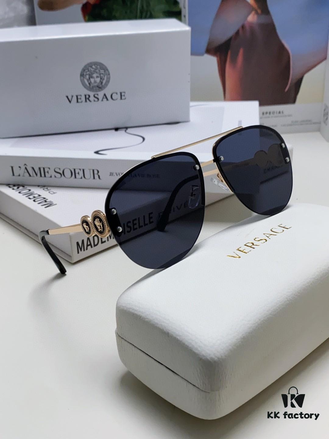 6931f8923a89a121ed549d42 Versace 2025 Luxury Women's Pilot Engraved Sunglasses, European Style Celebrity-Inspired Travel Driving Shades