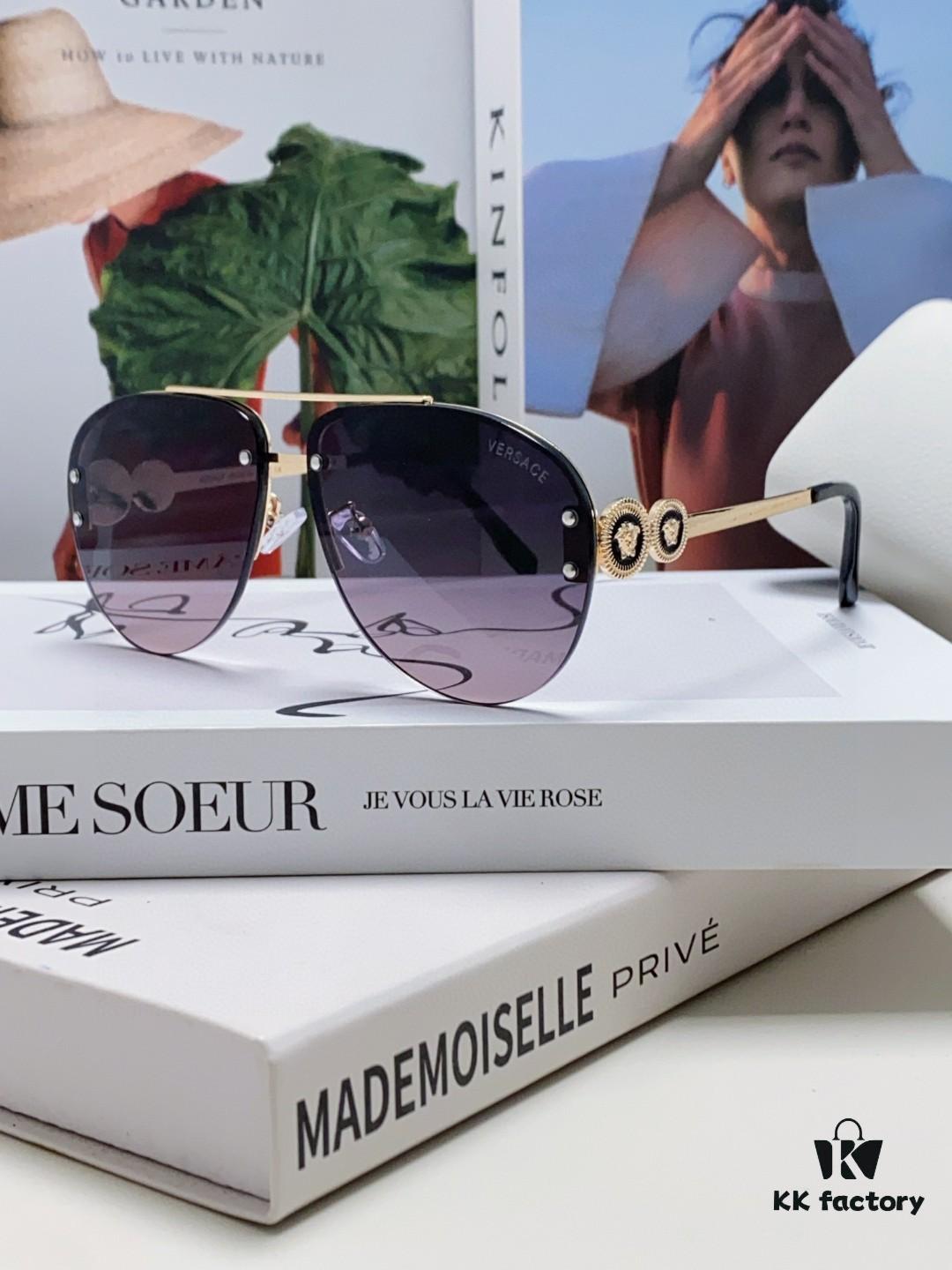 6931f8923a89a121ed549d50 Versace 2025 Luxury Women's Pilot Engraved Sunglasses European Style Celebrity-Inspired Travel Driving Aviator Shades VE2250