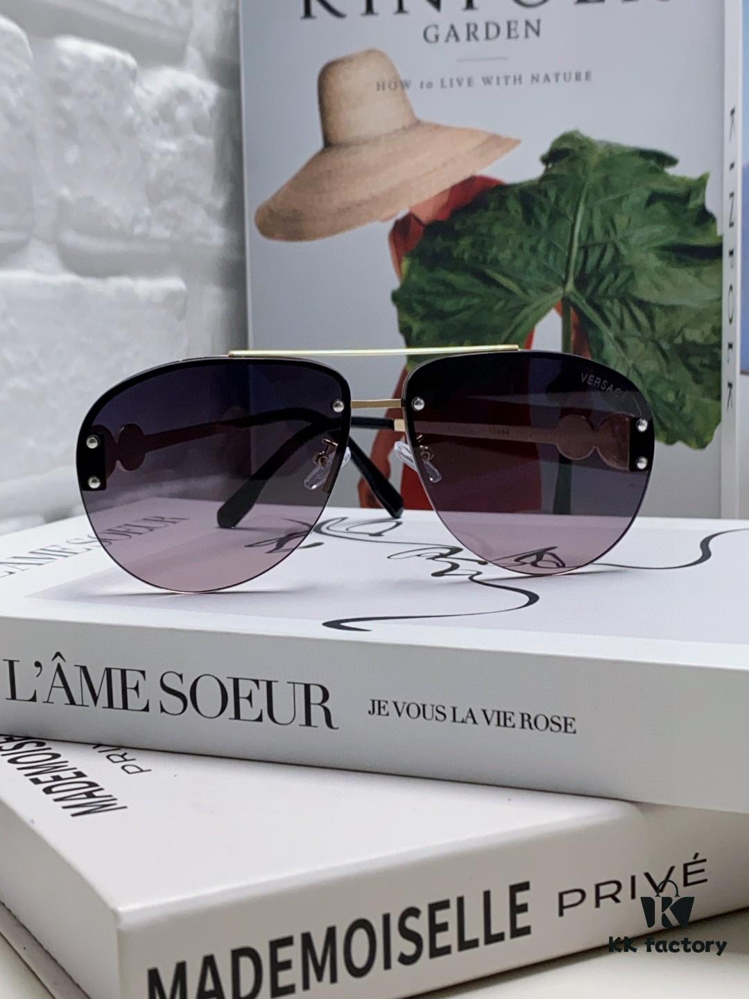 6931f8933a89a121ed549d51 Versace 2025 Luxury Women's Pilot Engraved Sunglasses European Style Celebrity-Inspired Travel Driving Aviator Shades VE2250