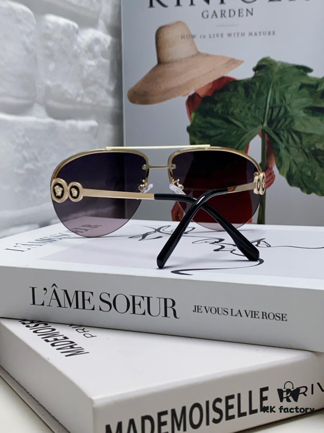 6931f8933a89a121ed549d52 Versace 2025 Luxury Women's Pilot Engraved Sunglasses European Style Celebrity-Inspired Travel Driving Aviator Shades VE2250