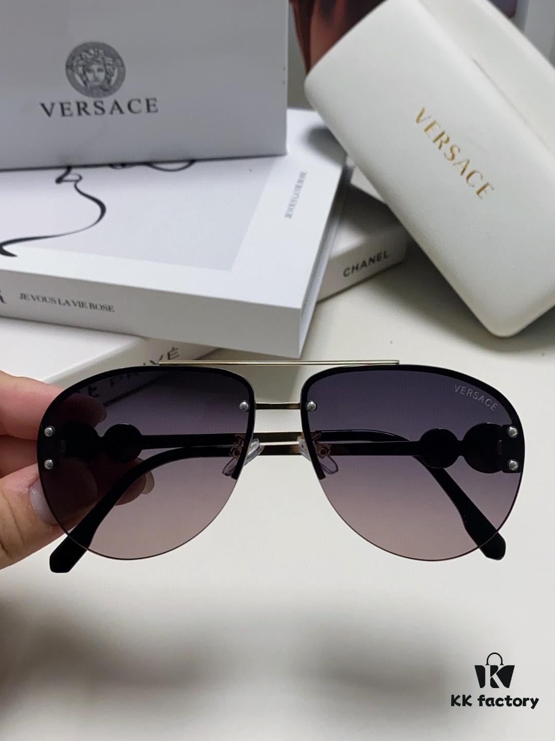 6931f8933a89a121ed549d53 Versace 2025 Luxury Women's Pilot Engraved Sunglasses European Style Celebrity-Inspired Travel Driving Aviator Shades VE2250