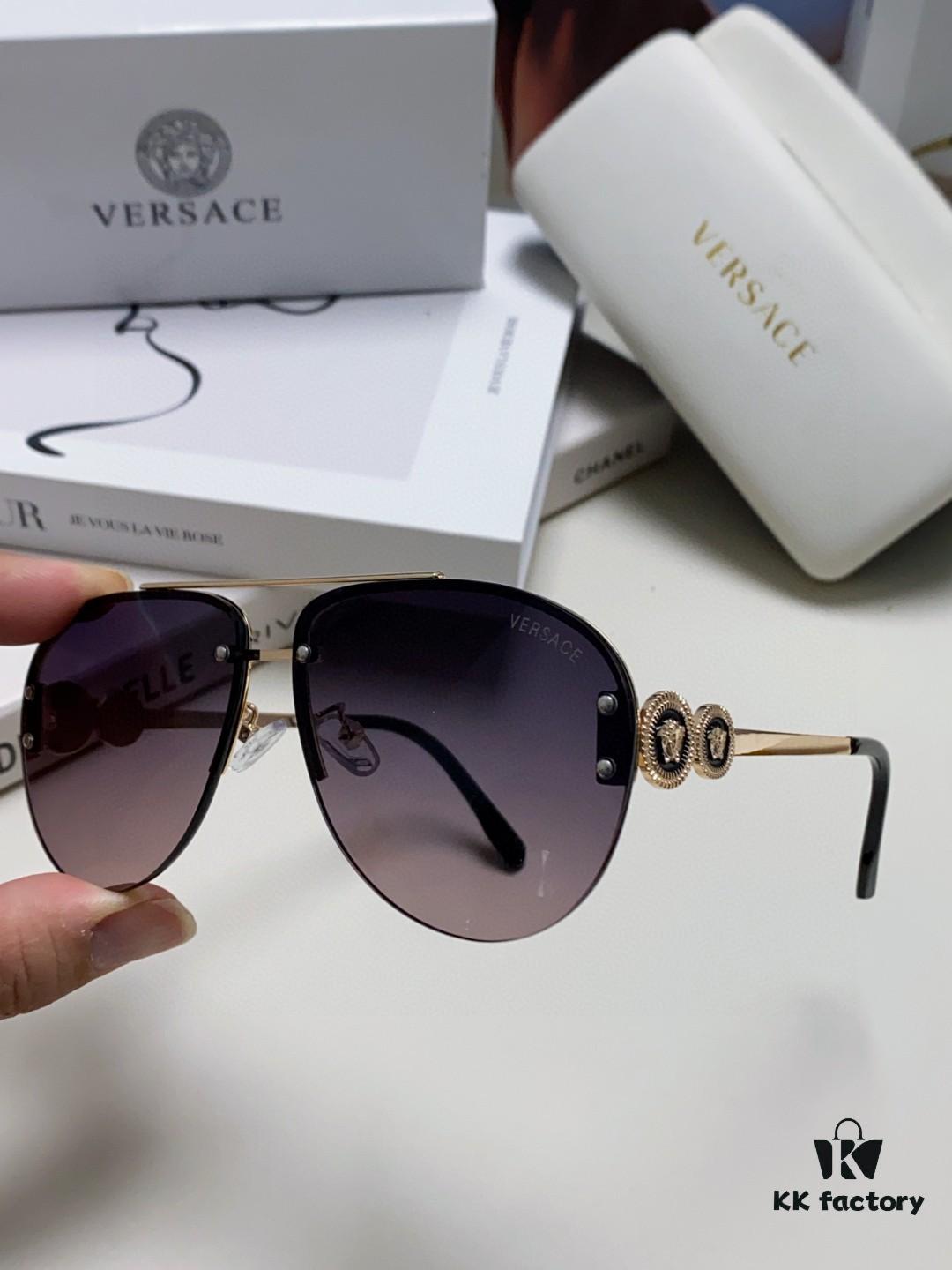 6931f8933a89a121ed549d55 Versace 2025 Luxury Women's Pilot Engraved Sunglasses European Style Celebrity-Inspired Travel Driving Aviator Shades VE2250