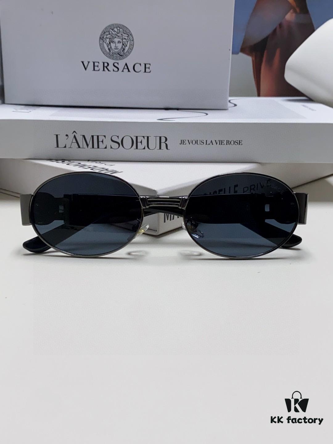 6931f8bd3a89a121ed549f83 Versace New Retro Oval Sunglasses, Fashionable Unisex Sun Glasses, European and American Celebrity Style