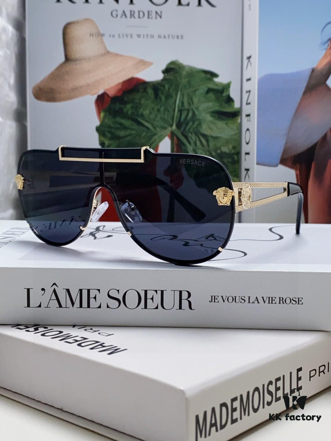 6931f9143a89a121ed54a41d Versace 2024 New Trendy Oversized Letter Sunglasses for Women, UV-Protective One-Piece Logo Lens, Unisex Stylish Sunglasses
