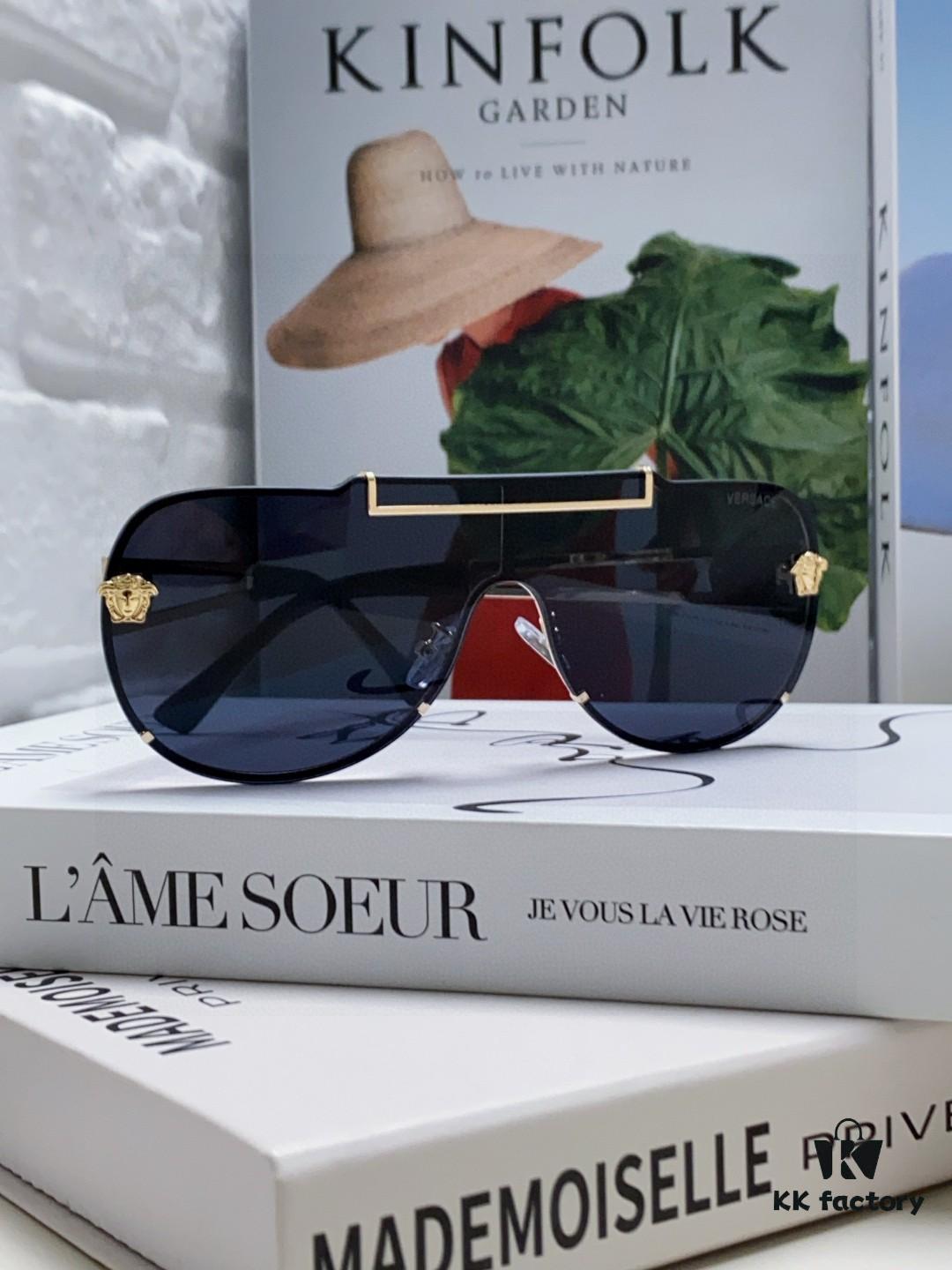 6931f9143a89a121ed54a41e Versace 2024 New Trendy Oversized Letter Sunglasses for Women, UV-Protective One-Piece Logo Lens, Unisex Stylish Sunglasses