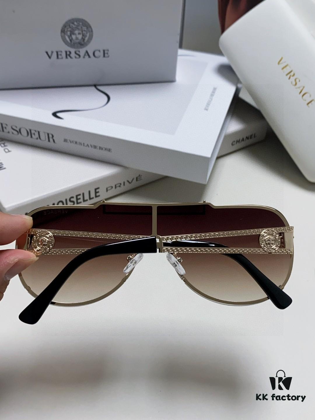 6931f9143a89a121ed54a42a Versace 2024 New Fashion Oversized Letter Sunglasses for Women, UV-Protective One-Piece Tinted Lenses, Unisex Stylish Sun Glasses