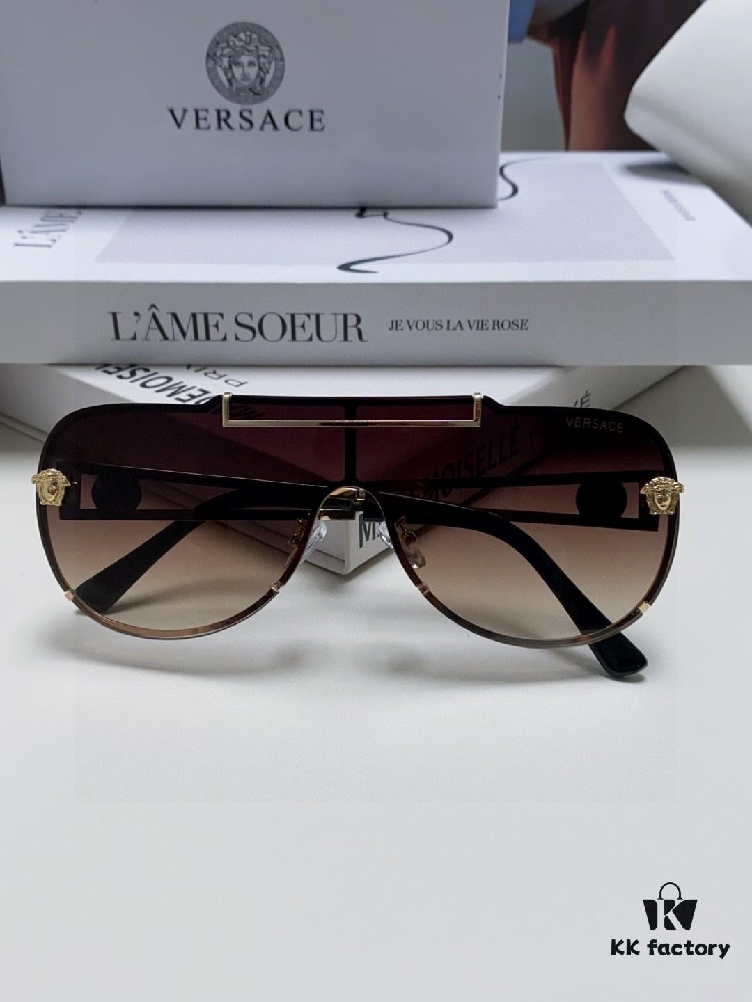 6931f9153a89a121ed54a42b Versace 2024 New Fashion Oversized Letter Sunglasses for Women, UV-Protective One-Piece Tinted Lenses, Unisex Stylish Sun Glasses