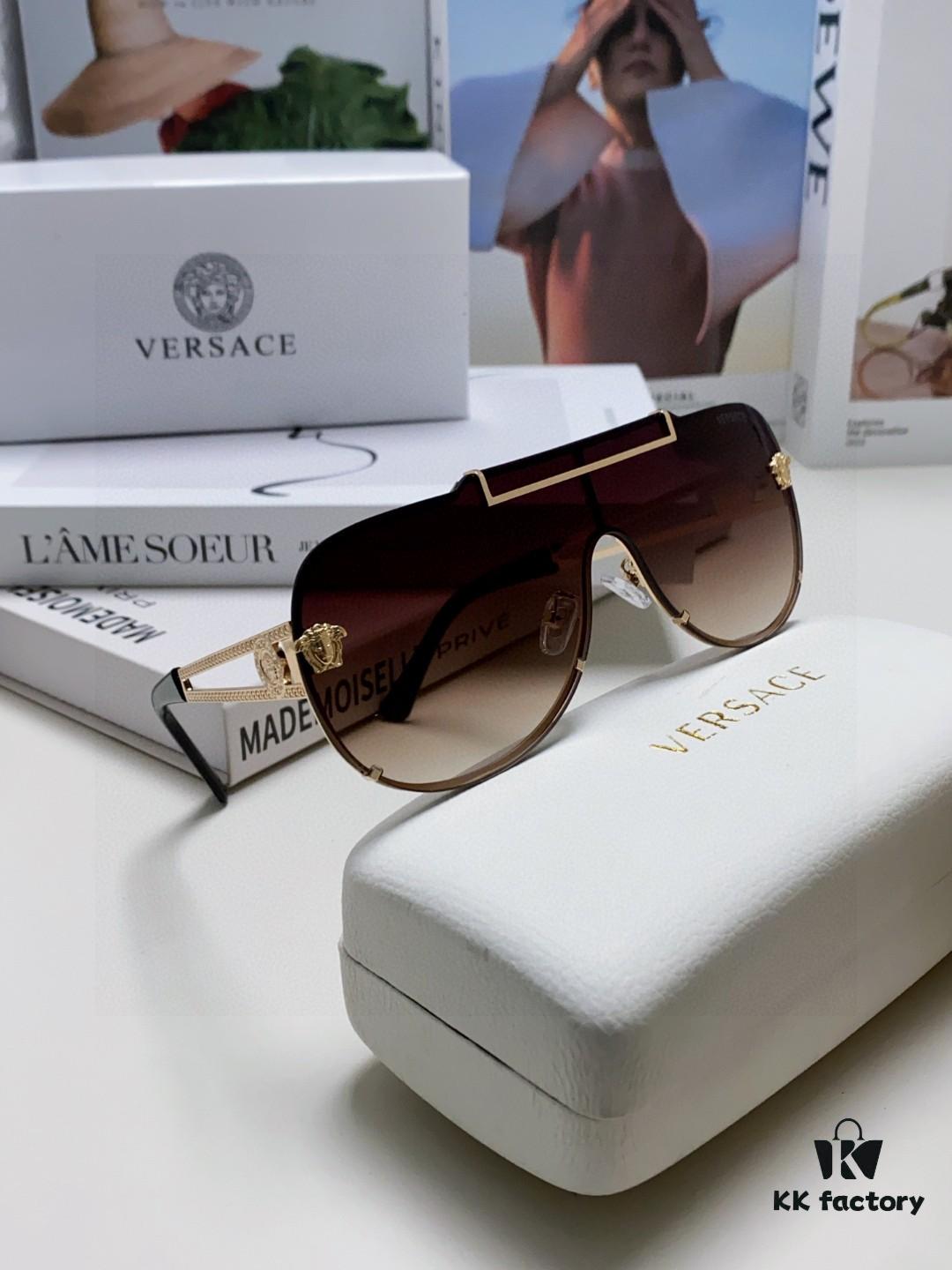 6931f9153a89a121ed54a42c Versace 2024 New Fashion Oversized Letter Sunglasses for Women, UV-Protective One-Piece Tinted Lenses, Unisex Stylish Sun Glasses