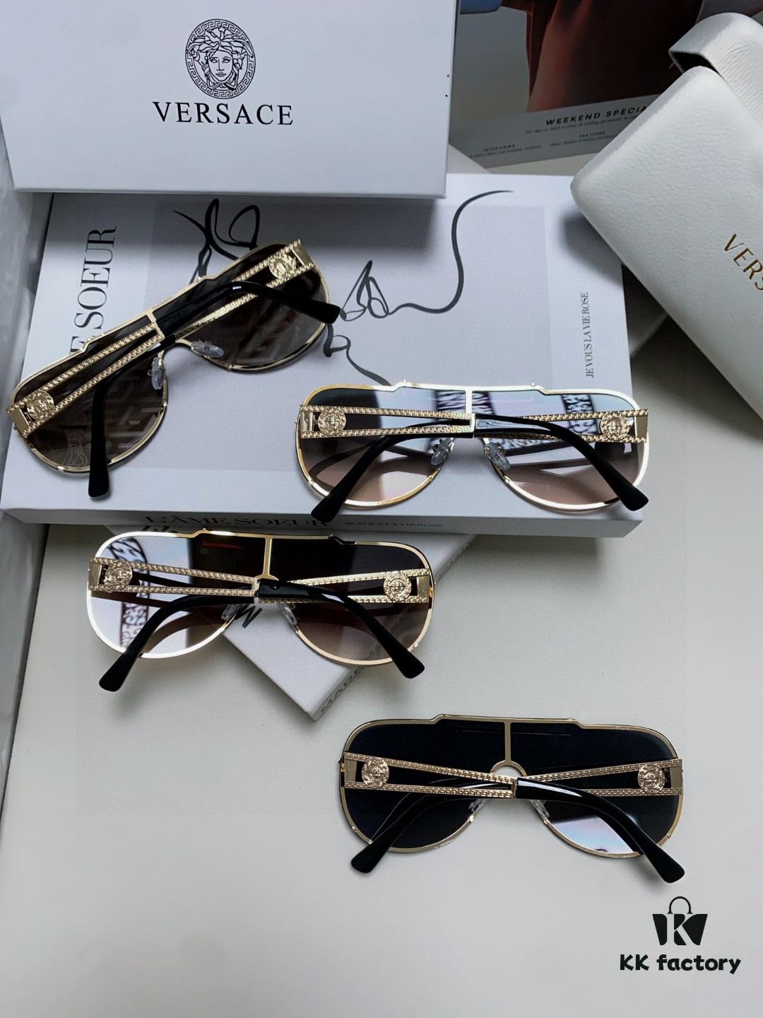 6931f9153a89a121ed54a42d Versace 2024 New Fashion Oversized Letter Sunglasses for Women, UV-Protective One-Piece Tinted Lenses, Unisex Stylish Sun Glasses