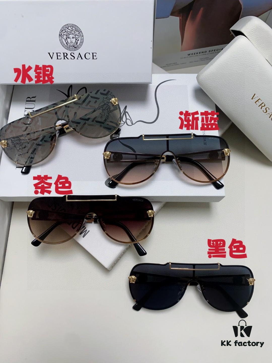 6931f9153a89a121ed54a42e Versace 2024 New Fashion Oversized Letter Sunglasses for Women, UV-Protective One-Piece Tinted Lenses, Unisex Stylish Sun Glasses