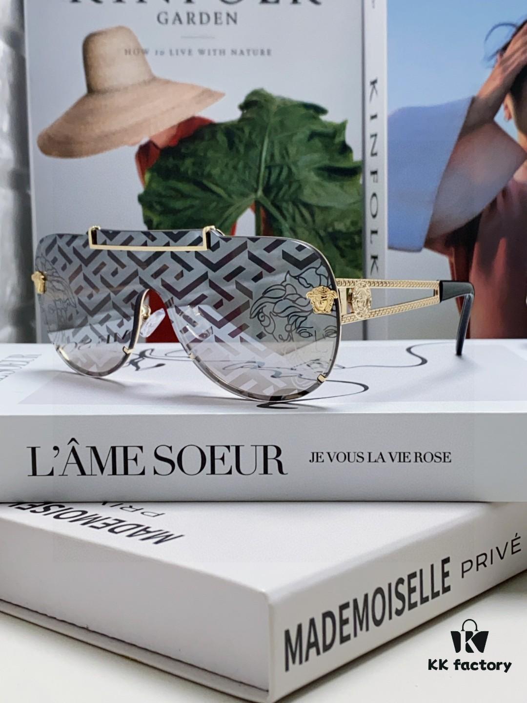 6931f9153a89a121ed54a439 Versace 2024 New Fashion Oversized Letter Sunglasses for Women, UV-Protective One-Piece Tinted Lenses, Unisex Stylish Sun Glasses