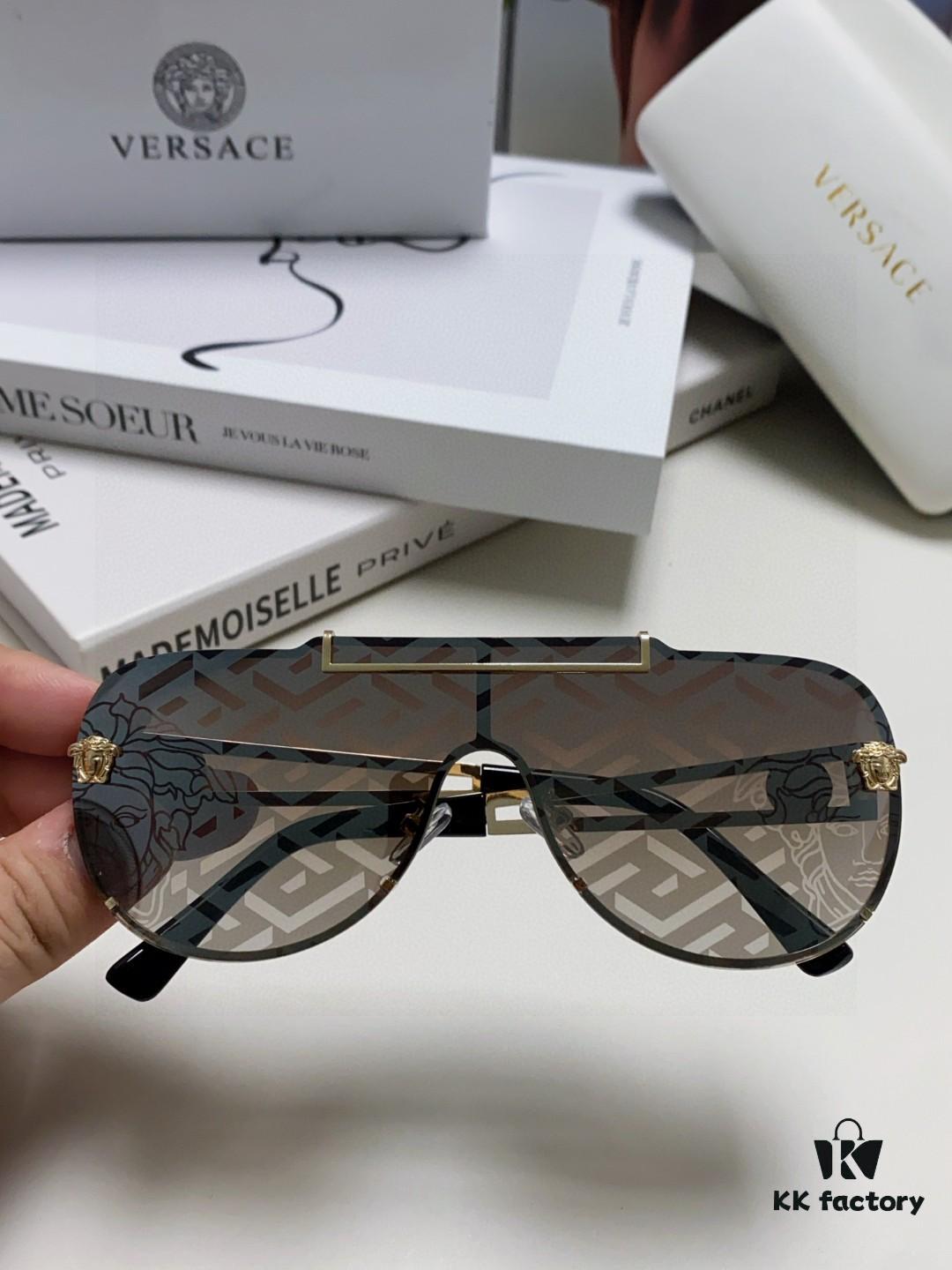 6931f9163a89a121ed54a43c Versace 2024 New Fashion Oversized Letter Sunglasses for Women, UV-Protective One-Piece Tinted Lenses, Unisex Stylish Sun Glasses