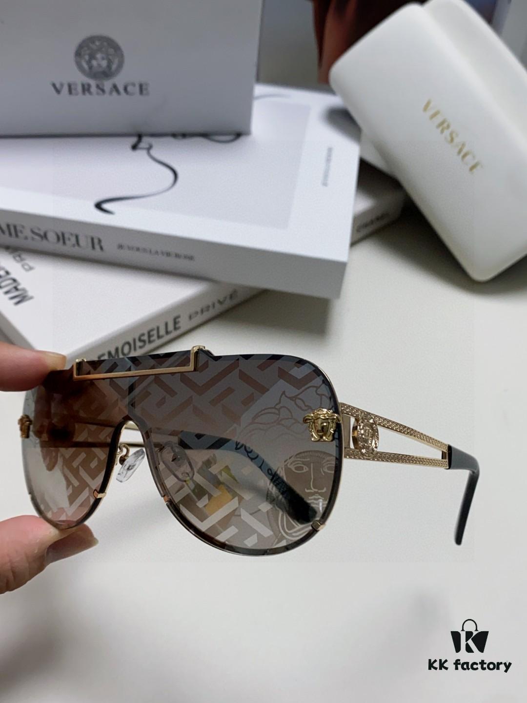 6931f9163a89a121ed54a43e Versace 2024 New Fashion Oversized Letter Sunglasses for Women, UV-Protective One-Piece Tinted Lenses, Unisex Stylish Sun Glasses