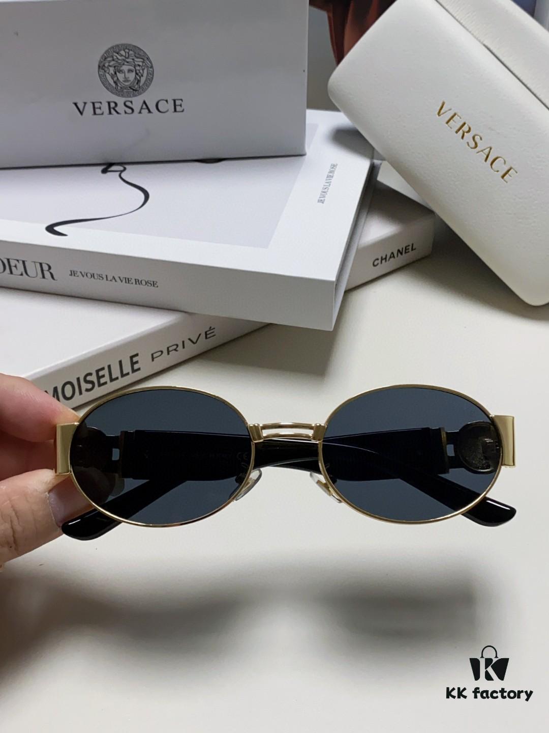 6931f9383a89a121ed54a61f Versace New Retro Oval Sunglasses, Fashionable Unisex Sun Glasses, European and American Celebrity Style Shades