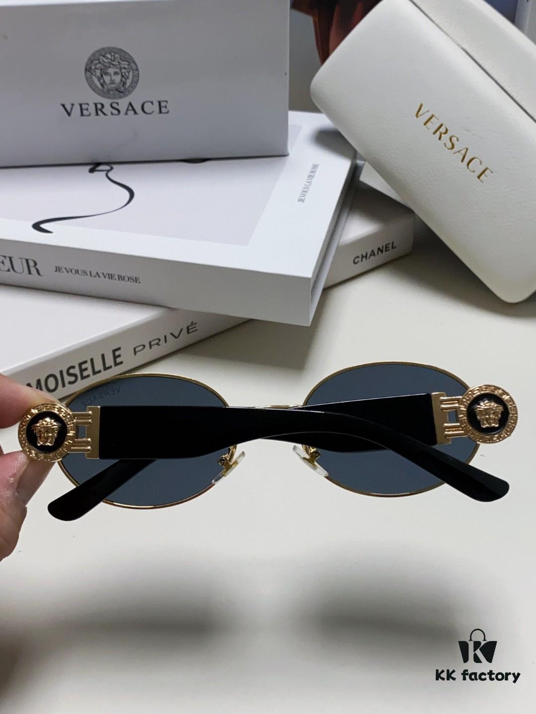6931f9383a89a121ed54a620 Versace New Retro Oval Sunglasses, Fashionable Unisex Sun Glasses, European and American Celebrity Style Shades