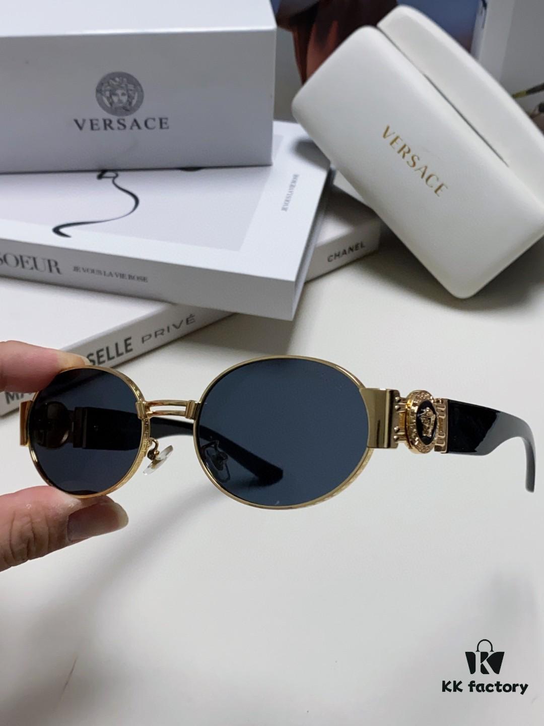 6931f9383a89a121ed54a621 Versace New Retro Oval Sunglasses, Fashionable Unisex Sun Glasses, European and American Celebrity Style Shades