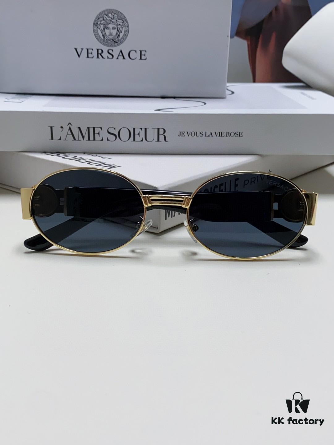 6931f9383a89a121ed54a622 Versace New Retro Oval Sunglasses, Fashionable Unisex Sun Glasses, European and American Celebrity Style Shades