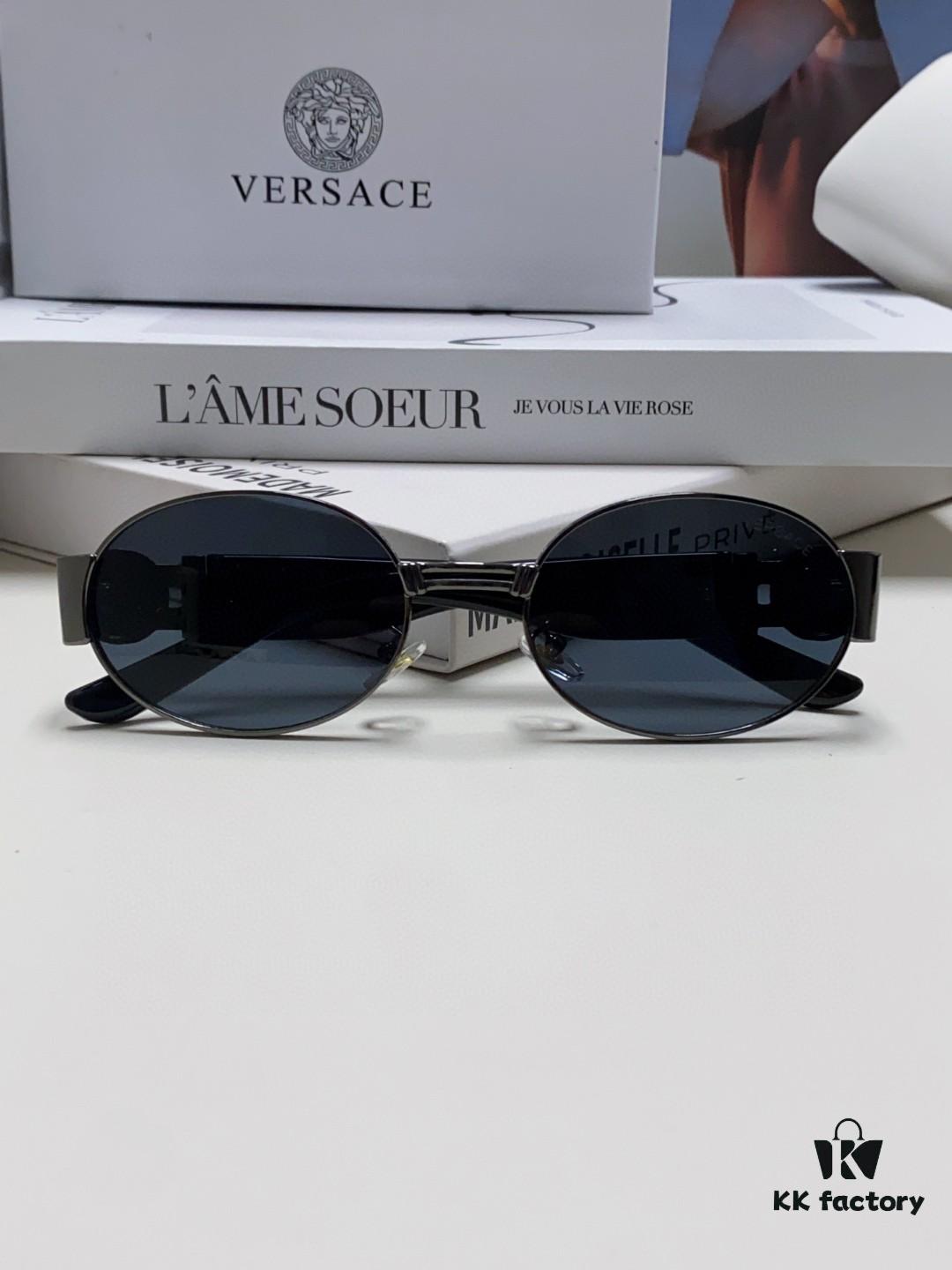6931f9393a89a121ed54a62c Versace New Retro Oval Sunglasses, Fashionable Unisex Sun Glasses, Celebrity Style