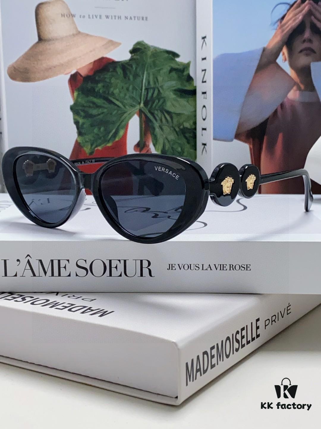 6931f93d3a89a121ed54a664 Versace VE4433 Cat-Eye Sunglasses with Oval Frame, Trendy Unisex Sun Glasses for Summer Travel