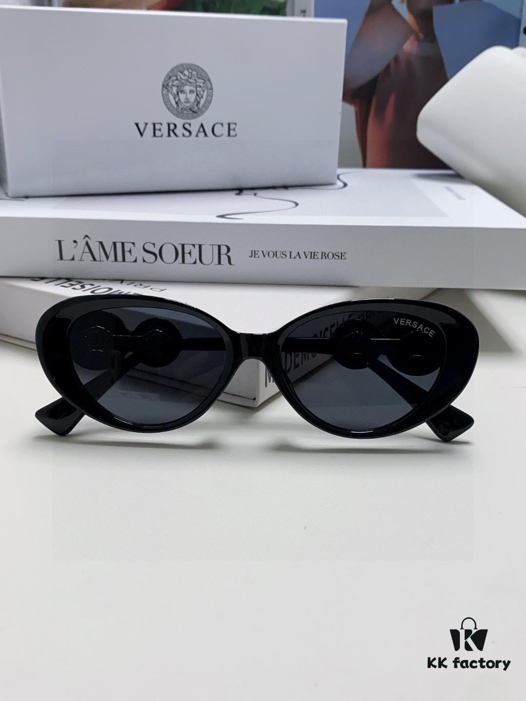 6931f93d3a89a121ed54a66a Versace VE4433 Cat-Eye Sunglasses with Oval Frame, Trendy Unisex Sun Glasses for Summer Travel
