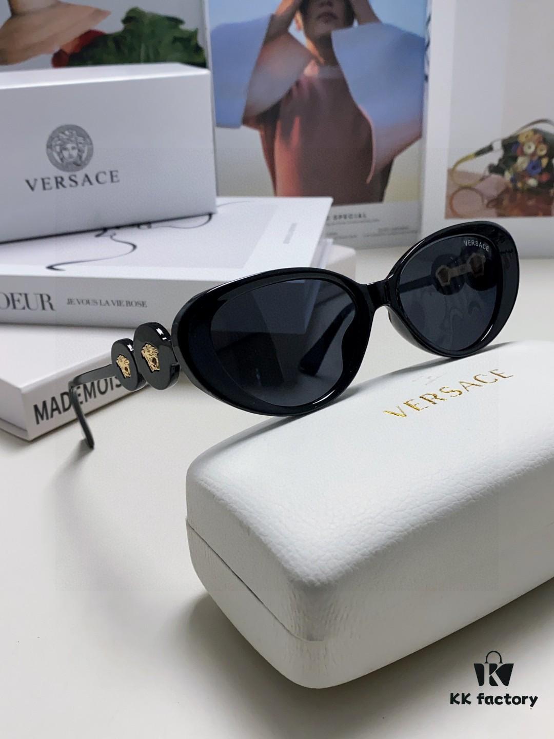 6931f93d3a89a121ed54a66b Versace VE4433 Cat-Eye Sunglasses with Oval Frame, Trendy Unisex Sun Glasses for Summer Travel