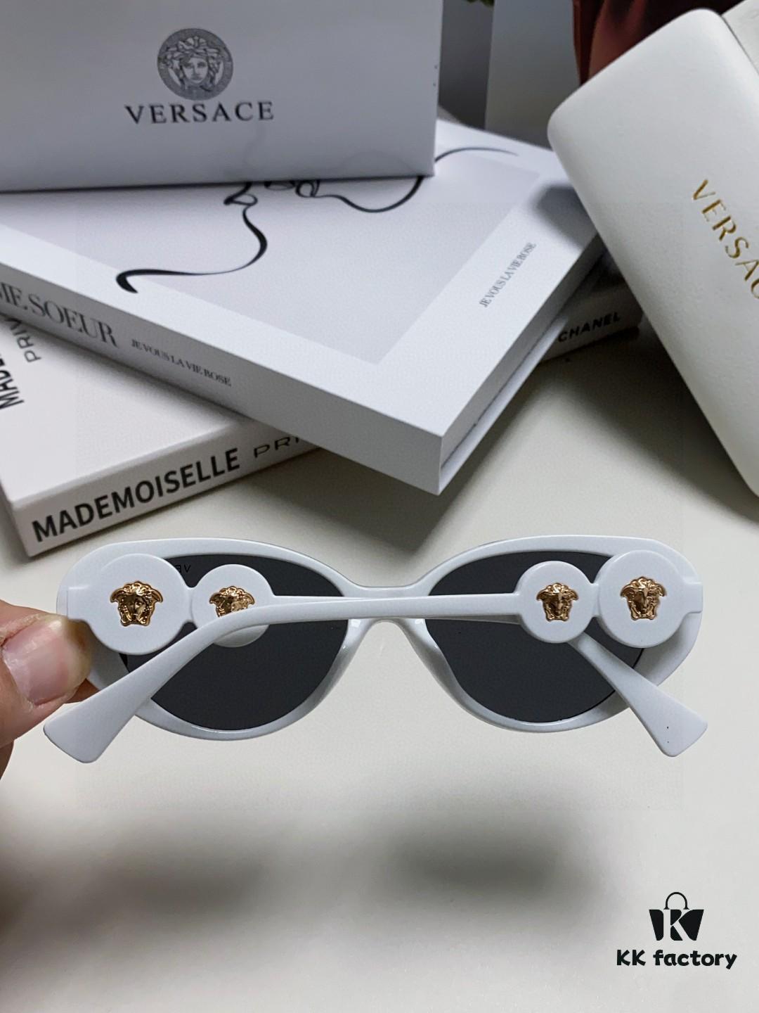 6931f93e3a89a121ed54a672 Versace Oval Cat-Eye Sunglasses VE4433, Fashionable Unisex Design, Stylish Summer Travel Sunglasses with Gold Frame