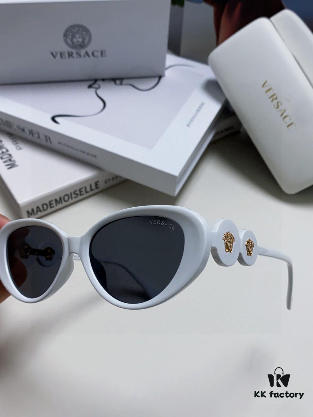 6931f93e3a89a121ed54a673 Versace Oval Cat-Eye Sunglasses VE4433, Fashionable Unisex Design, Stylish Summer Travel Sunglasses with Gold Frame