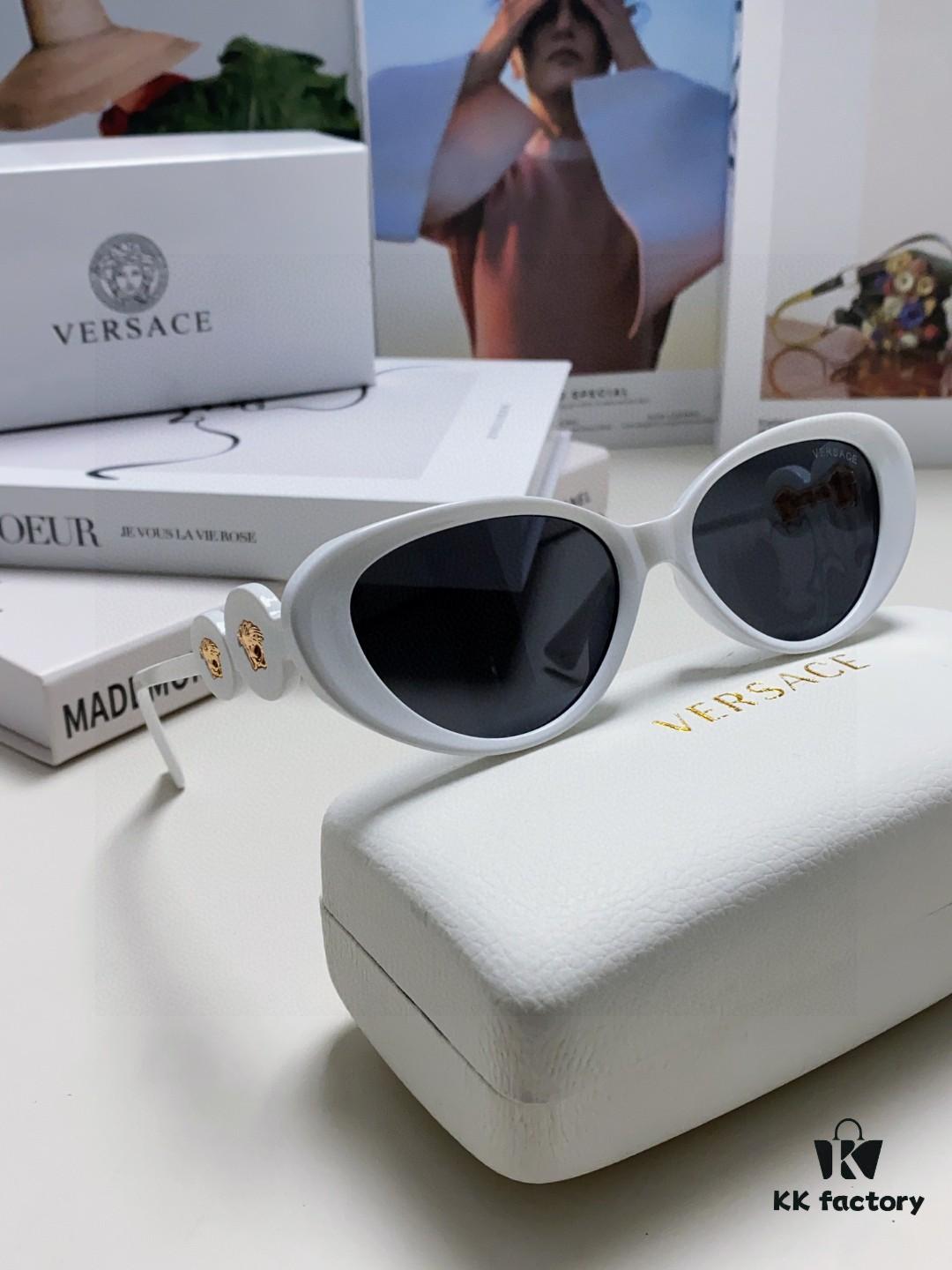 6931f93e3a89a121ed54a675 Versace Oval Cat-Eye Sunglasses VE4433, Fashionable Unisex Design, Stylish Summer Travel Sunglasses with Gold Frame