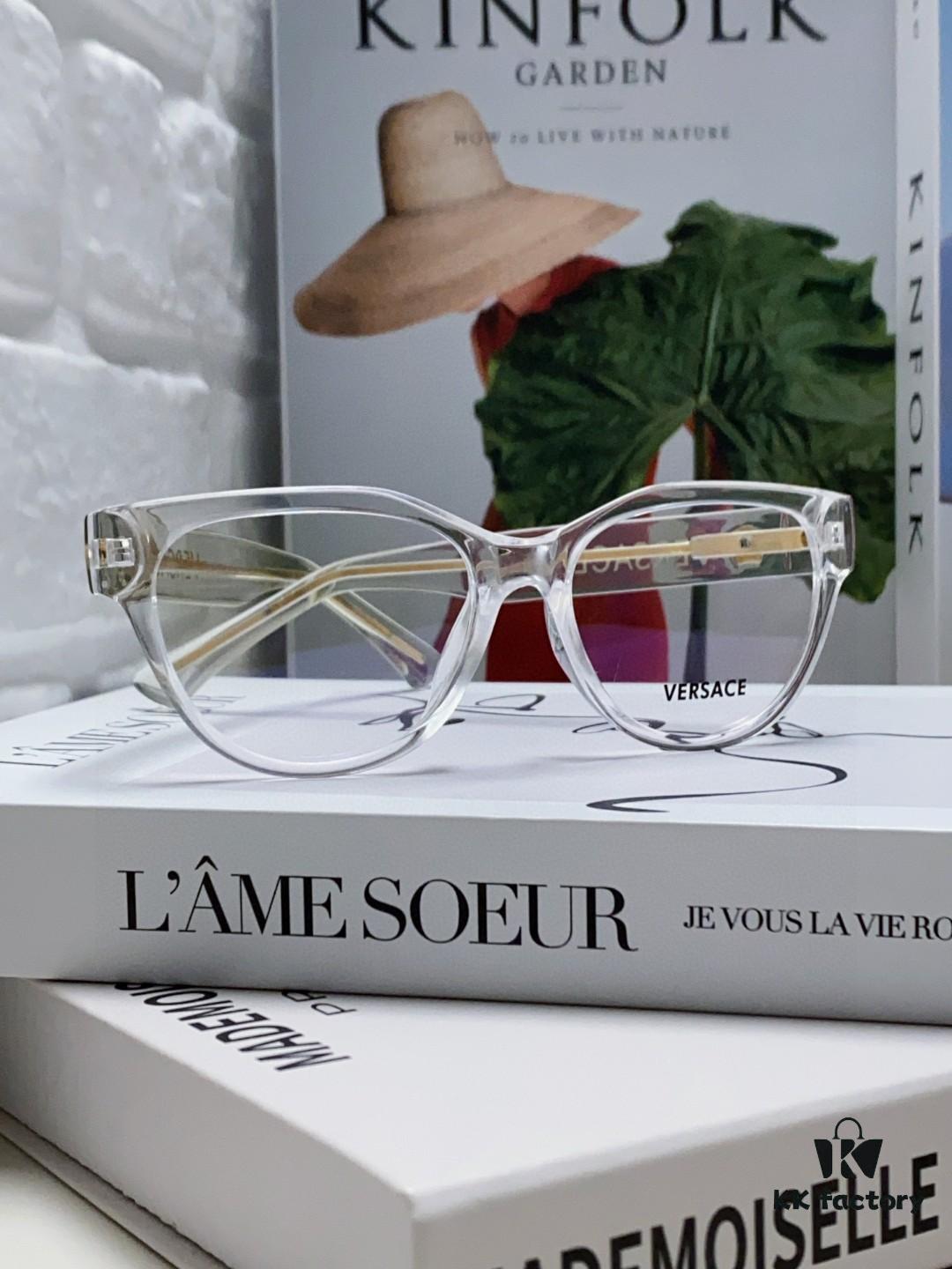 6931f9423a89a121ed54a6aa VERSACE 2024 New Arrival Round Frame Eyeglasses for Women, Transparent Fashion Full-Rim Frames, Suitable for Prescription Lenses, Sunglasses