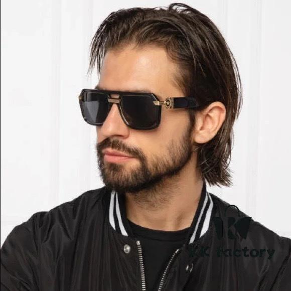 6931f9513a89a121ed54a779 VERSACE Unisex Classic Black and Gold Sunglasses Fashion Couple Shades VE4399