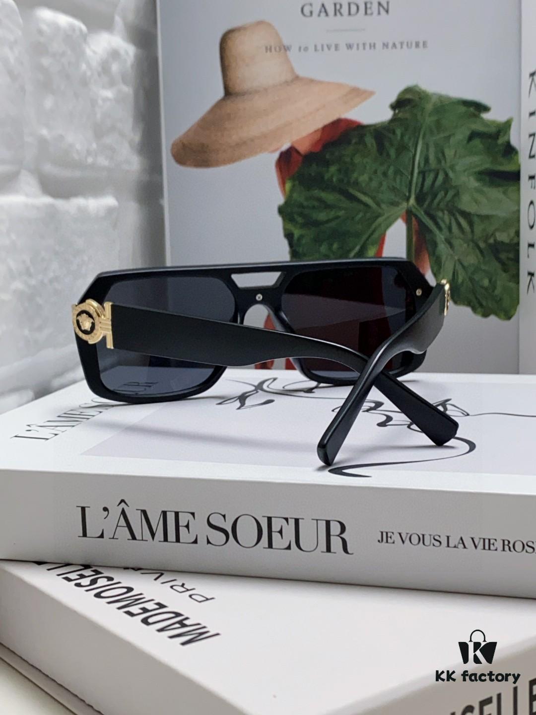 6931f9513a89a121ed54a77d VERSACE Unisex Classic Black and Gold Sunglasses Fashion Couple Shades VE4399