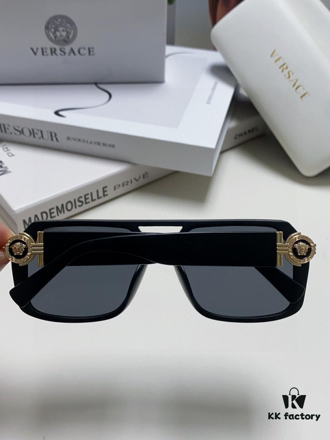 6931f9523a89a121ed54a77f VERSACE Unisex Classic Black and Gold Sunglasses Fashion Couple Shades VE4399