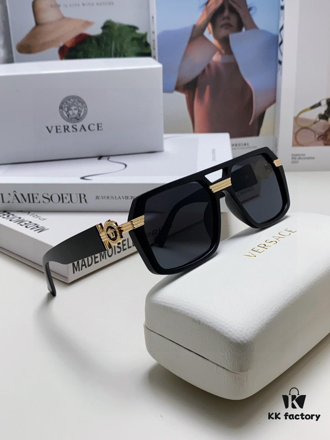 6931f9523a89a121ed54a782 VERSACE Unisex Classic Black and Gold Sunglasses Fashion Couple Shades VE4399