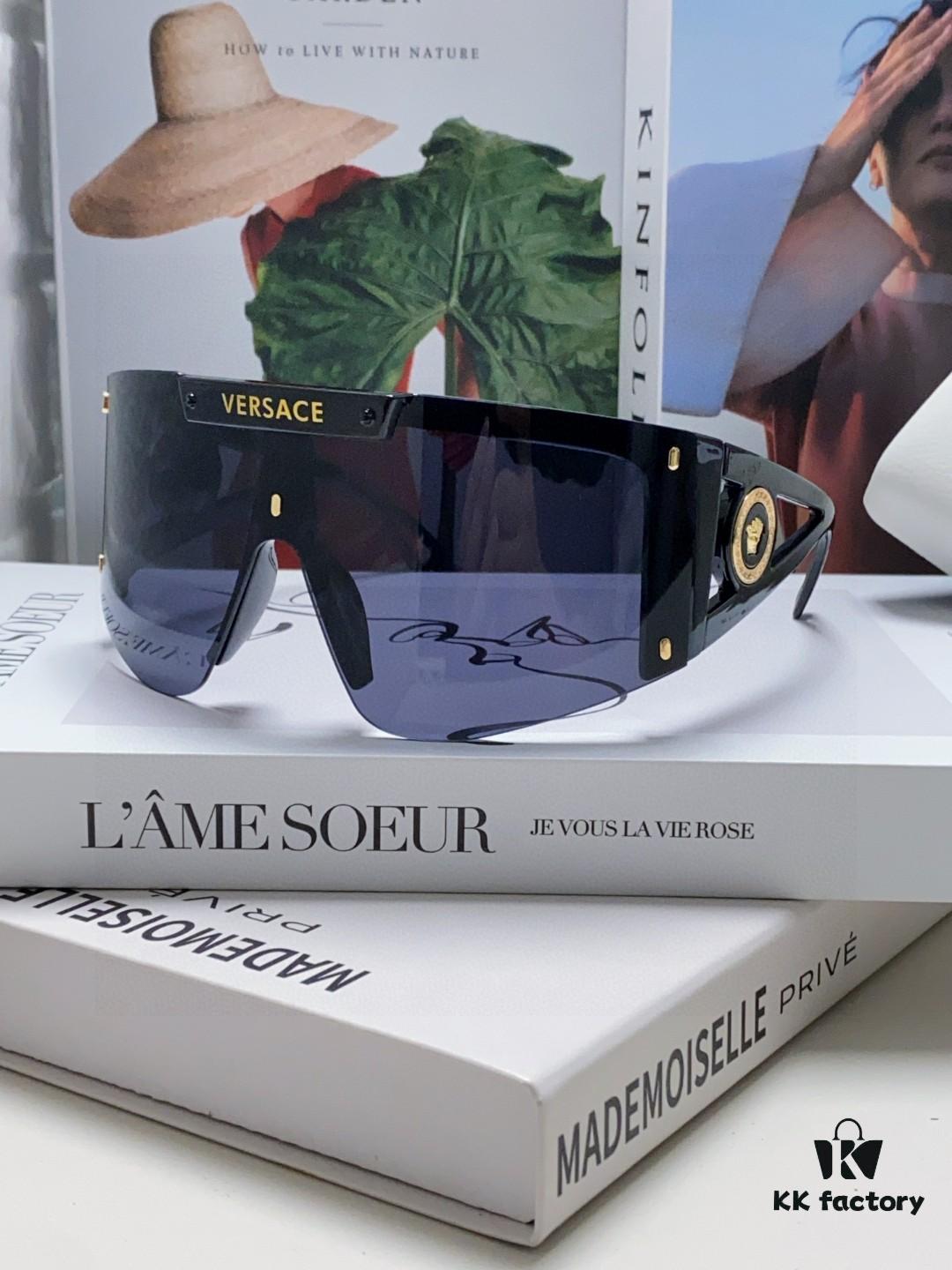 6931f9563a89a121ed54a7b9 Versace 2024 New Arrival European and American Style One-Piece Sunglasses, Fashionable Oversized Hollow-Out Sunglasses for Men and Women