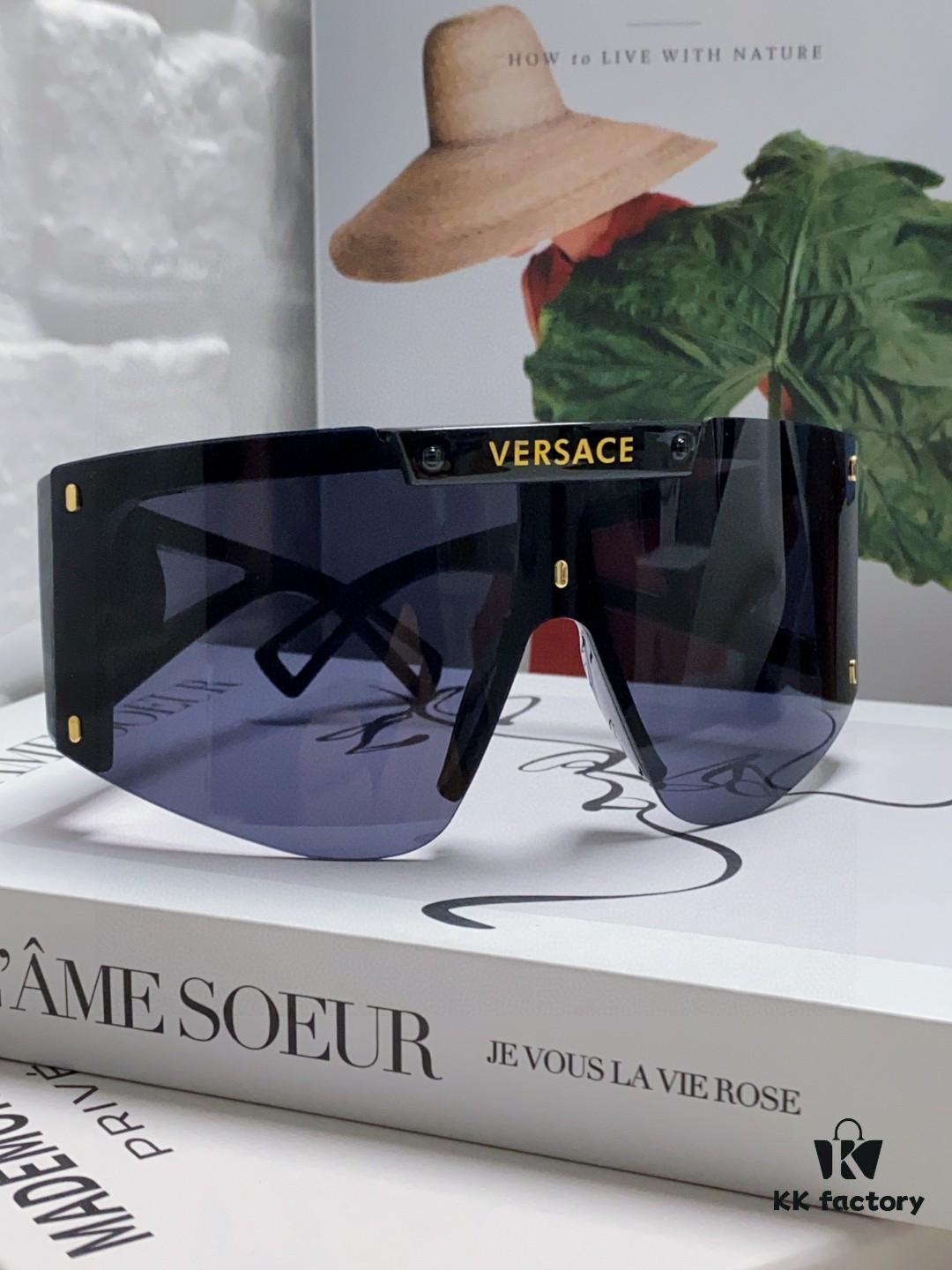 6931f9563a89a121ed54a7ba Versace 2024 New Arrival European and American Style One-Piece Sunglasses, Fashionable Oversized Hollow-Out Sunglasses for Men and Women