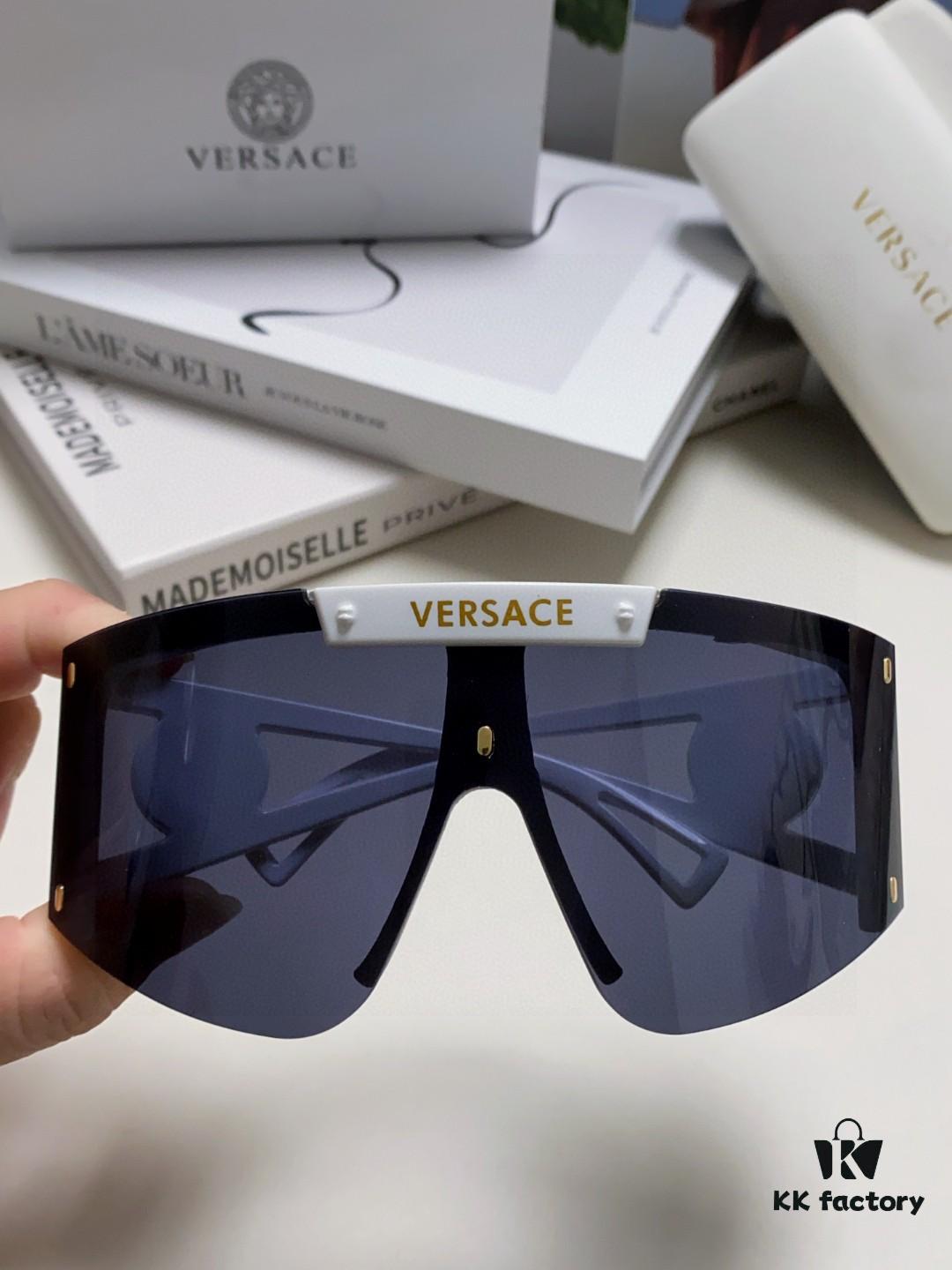 6931f9573a89a121ed54a7c6 Versace 2024 New Arrival European and American Style One-Piece Sunglasses, Fashionable Oversized Hollow-Out Sunglasses for Men and Women