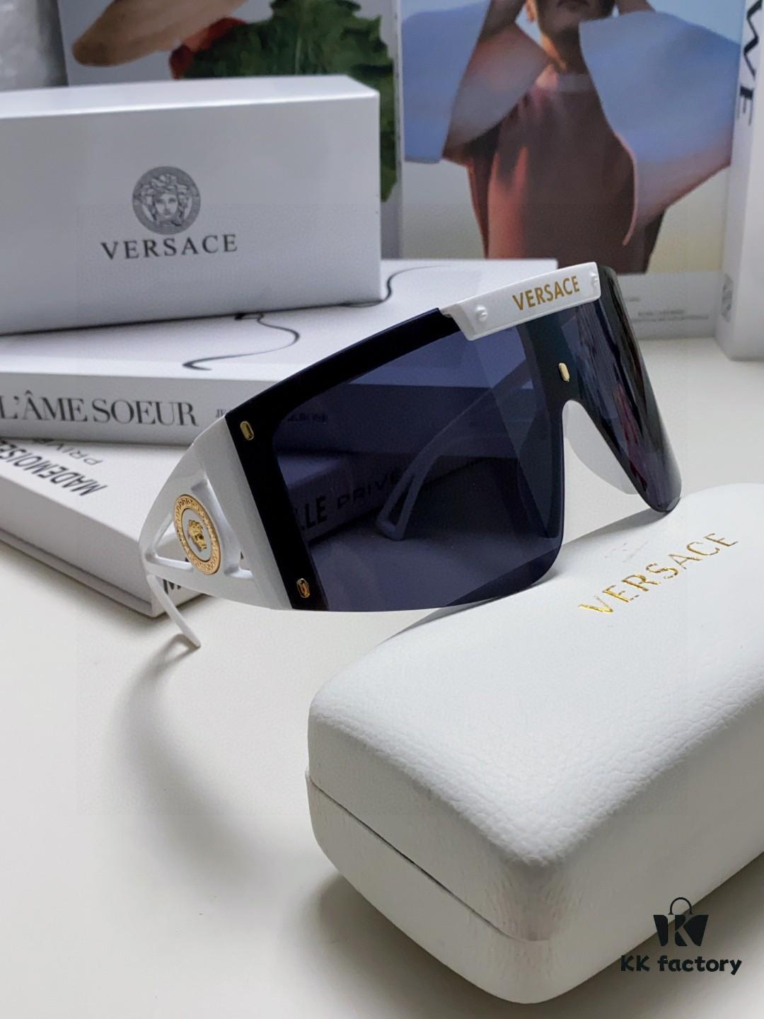 6931f9573a89a121ed54a7ca Versace 2024 New Arrival European and American Style One-Piece Sunglasses, Fashionable Oversized Hollow-Out Sunglasses for Men and Women